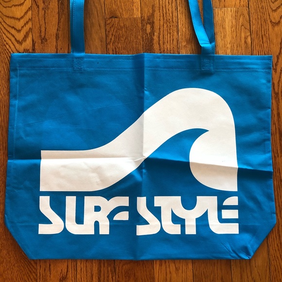 Surf Style Oversized Tote Bag Blue Vintage Logo - Picture 2 of 2
